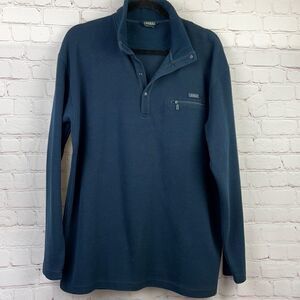 Aigle. Men's Mock Neck pullover half button sweater.  Navy blue. XXL
